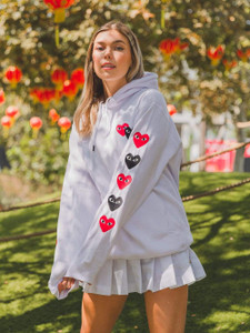 Fifth Avenue DIFT81 Hearts Front and Sleeve Print Hoodie - White