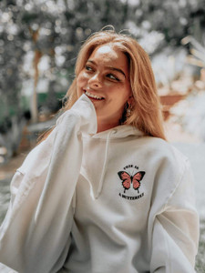 Fifth Avenue DIFT82 Free As A Butterfly Print Hoodie - White