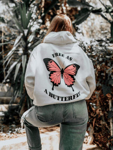 Fifth Avenue DIFT82 Free As A Butterfly Print Hoodie - White