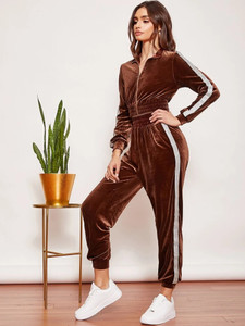 Fifth Avenue Womens Velvet Jacket and Jogger Pants Co- Ord Set FAVELC1