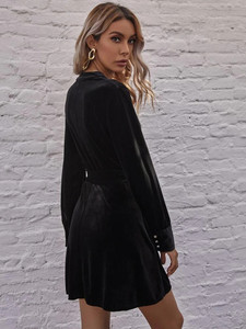 Fifth Avenue Womens Button Up Detail Velvet Stitched Western Dress FAWWDR4