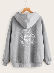 Fifth Avenue DIFT97 Back Space Print Hoodie - Grey