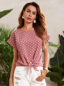 Women's Polka Dot Print Top by Groove - GRWTP2