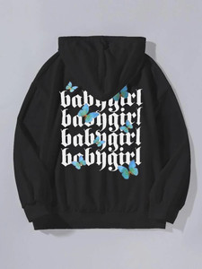 Fifth Avenue DIFT211 Babygirl Print Hoodie - Black