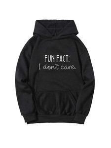 Fifth Avenue DIFT222 Fun Fact Print Hoodie - Black