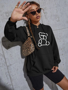 Fifth Avenue DIFT230 Bear Print Hoodie - Black