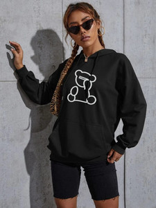 Fifth Avenue DIFT230 Bear Print Hoodie - Black