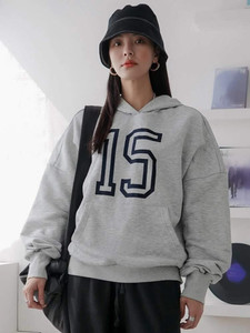Fifth Avenue DIFT241 Number Print Hoodie - Grey