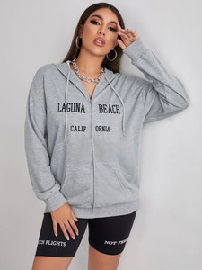Fifth Avenue DIFT269 Laguna Beach Print Zip Hoodie - Grey