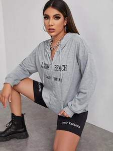 Fifth Avenue DIFT269 Laguna Beach Print Zip Hoodie - Grey