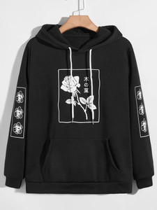 Fifth Avenue DIFT273 Floral Print Hoodie - Black