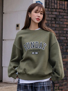 Fifth Avenue DIFT281 Sunday University Printed Sweatshirt - Khaki Green
