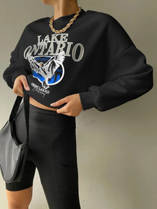 Fifth Avenue DIFT306 Lake Ontario Printed Sweatshirt - Black