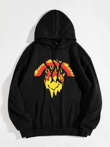 Fifth Avenue DIFT311 Burn Baby Burn Print Hoodie - Black