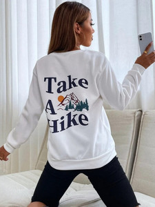 Fifth Avenue DIFT338 Front Back Take A Hike Printed Sweatshirt - White