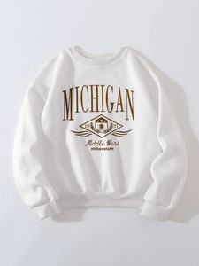 Fifth Avenue DIFT347 Michigan Printed Sweatshirt - White