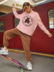 Fifth Avenue DIFT381 Teddy Bear Printed Sweatshirt - Pink