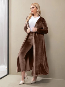 Fifth Avenue Women's Velvet Coat and Pants Co-Ord Set FAVELC24 - CB