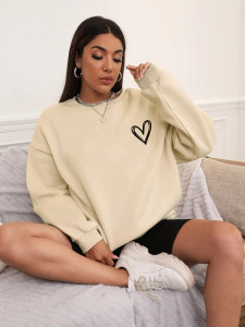 Fifth Avenue DIFT411 Heart Printed Sweatshirt - Cream