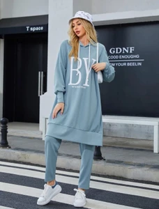 Fifth Avenue WTPS24 Long Oversized Print Detail Hoodie and Jogger Pants Set