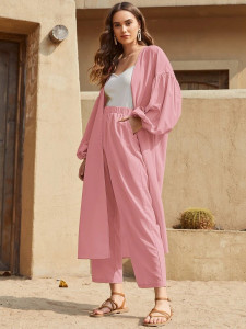 Fifth Avenue Women's Georgette Long Coat and Pants Set - FAWGTPS4