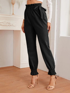 Fifth Avenue Women's Georgette Tie Detail Elastic Waist Pants FAWEWP2