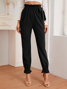 Fifth Avenue Women's Georgette Tie Detail Elastic Waist Pants FAWEWP2