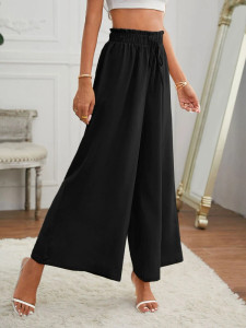Fifth Avenue Women's Paper Bag Tie Waist Wide Leg Pants FAWLP6