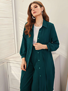 Fifth Avenue Women's Georgette Button Coat and Pants Set - FAWGTPS13