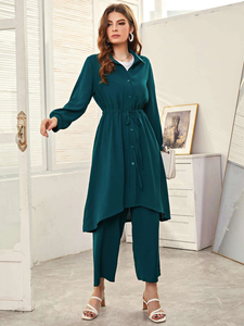 Fifth Avenue Women's Georgette Button Coat and Pants Set - FAWGTPS13