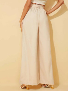 Fifth Avenue Women's Elastic Waist Detail Tie Waist Extra Wide Leg Pants FAWLP14