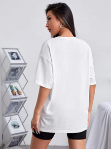 Fifth Avenue DIFT501 Oversized News Printed T-Shirt - White