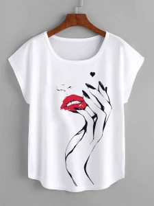 Fifth Avenue Women's Dolman DIFT510 Printed T-Shirt - White