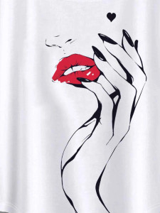 Fifth Avenue Women's Dolman DIFT510 Printed T-Shirt - White