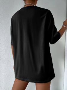 Fifth Avenue DIFT514 Oversized Figure Printed T-Shirt - Black