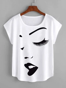 Fifth Avenue Women's Dolman DIFT531 Printed T-Shirt - White