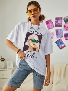 Fifth Avenue DIFT540 You Go Girls Printed T-Shirt - White