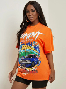 Fifth Avenue DIFT543 Car Printed T-Shirt - Orange