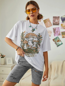 Fifth Avenue DIFT545 Mushroom Printed T-Shirt - White