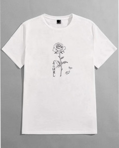 Fifth Avenue Text Floral Printed MIFT38 T-Shirt - White