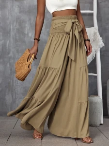 Fifth Avenue Women's Tiered Detail Wide Leg Pants FAWLP32