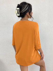 Fifth Avenue DIFT554 Sun Printed Oversized T-Shirt - Orange