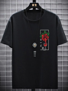 Fifth Avenue Floral Text Printed MIFT100 T-Shirt - Black