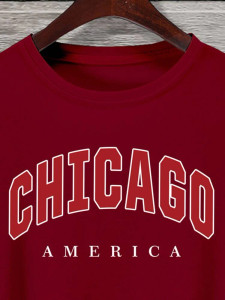 Fifth Avenue Chicago Printed MIFT119 T-Shirt - Maroon
