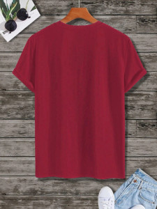 Fifth Avenue Paint Text Printed MIFT147 T-Shirt - Maroon