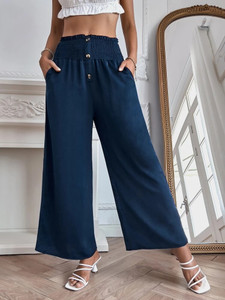 Fifth Avenue Women's Shirred Waist Button Detail Pants FAWLP48