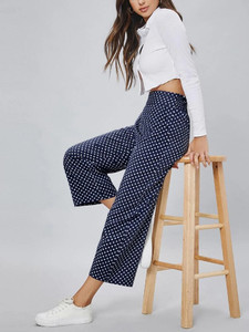 Fifth Avenue Women's Polka Dot Print Wide Leg Detail Pants FAWLP55