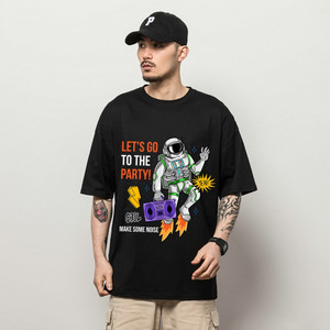 Fifth Avenue Astronaut Printed MIFT179 T-Shirt - Black