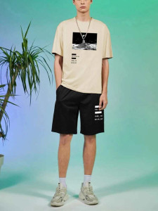 Mens Summer Printed Co Ord Set by Fifth Avenue MSFACSS18 - Cream Black