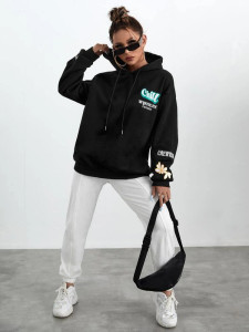 Fifth Avenue DIFT700 Stickers Print Hoodie - Black